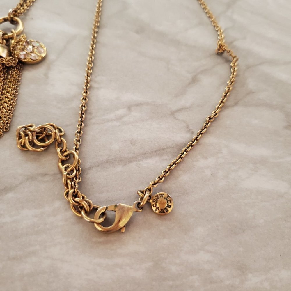 💖 J.crew Tassel Rhinestone Crystals Pave Charm Pendant Necklace 💖 - Picture 8 of 10